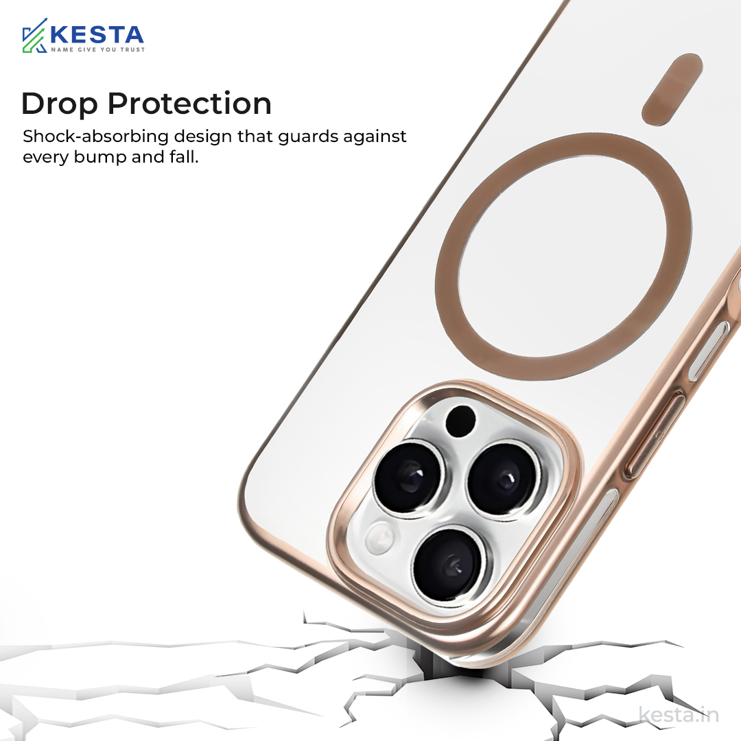 iPhone 16 Pro Max Cover - Notify Popup Gold Transparent Case (Camera Sink Protection & Wireless Charging Optimized)